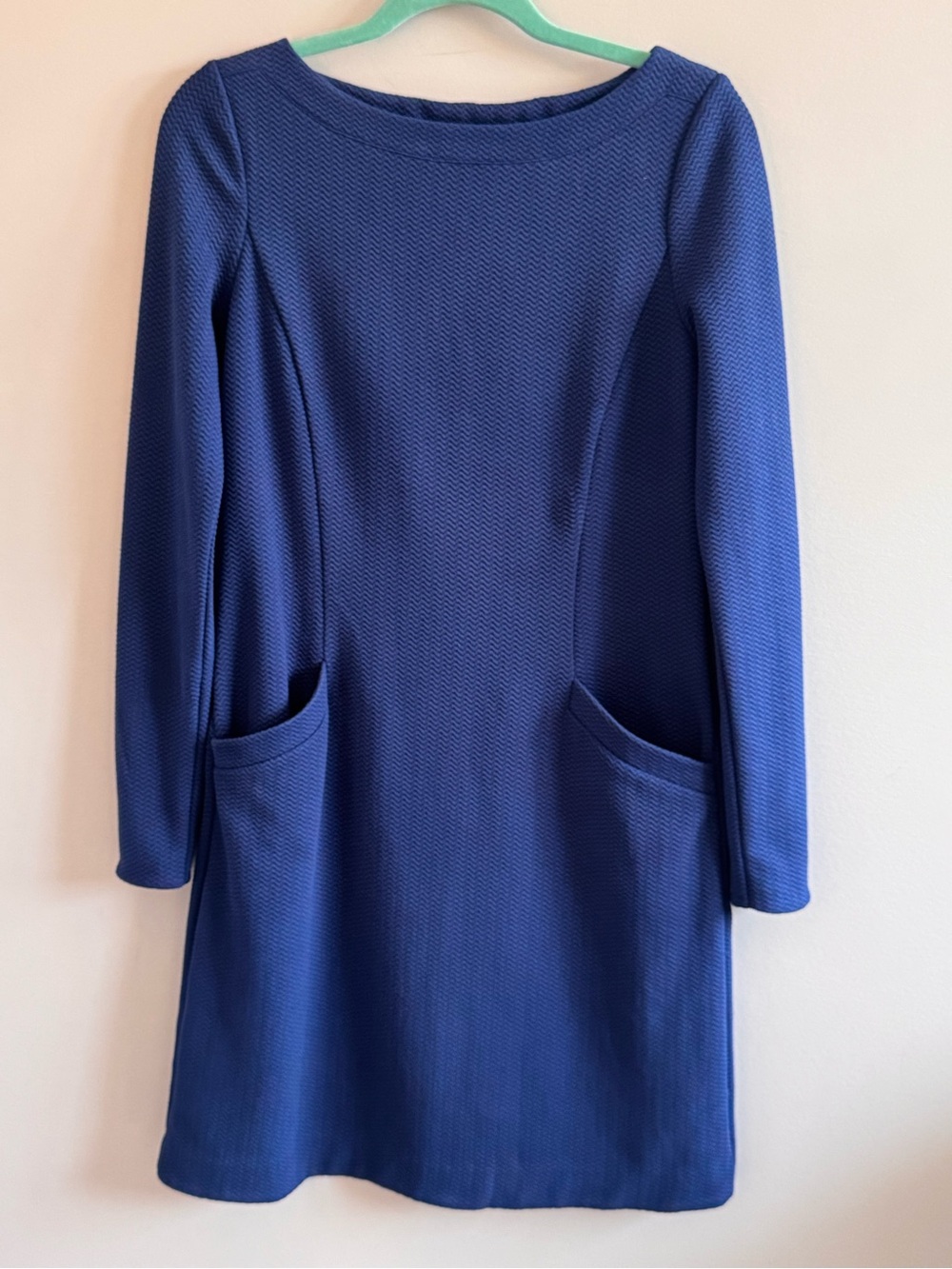 Boden Cobalt Blue Textured Ottoman Shift Dress Pockets Size 2